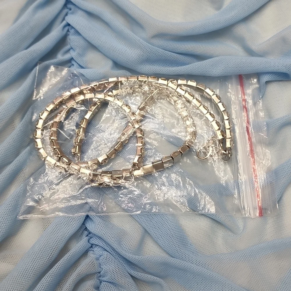 Baby Blue Ruched Mini Dress - Picture 4 of 4